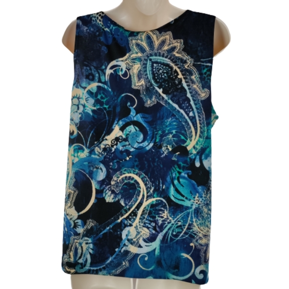 Easywear by chico Womens multicolor blue tank top size 2 chico size L sleeveless - Picture 9 of 16